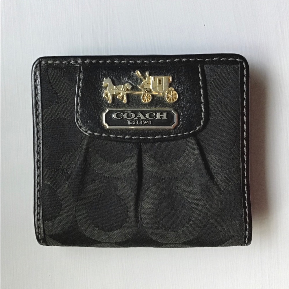 Black Coach Mini Bifold Wallet